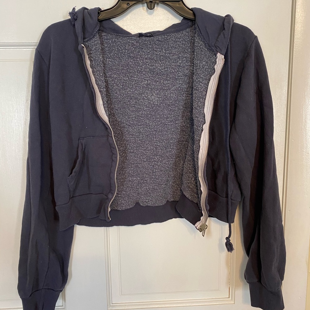 John Galt brandy melville crop hoodie navy blue